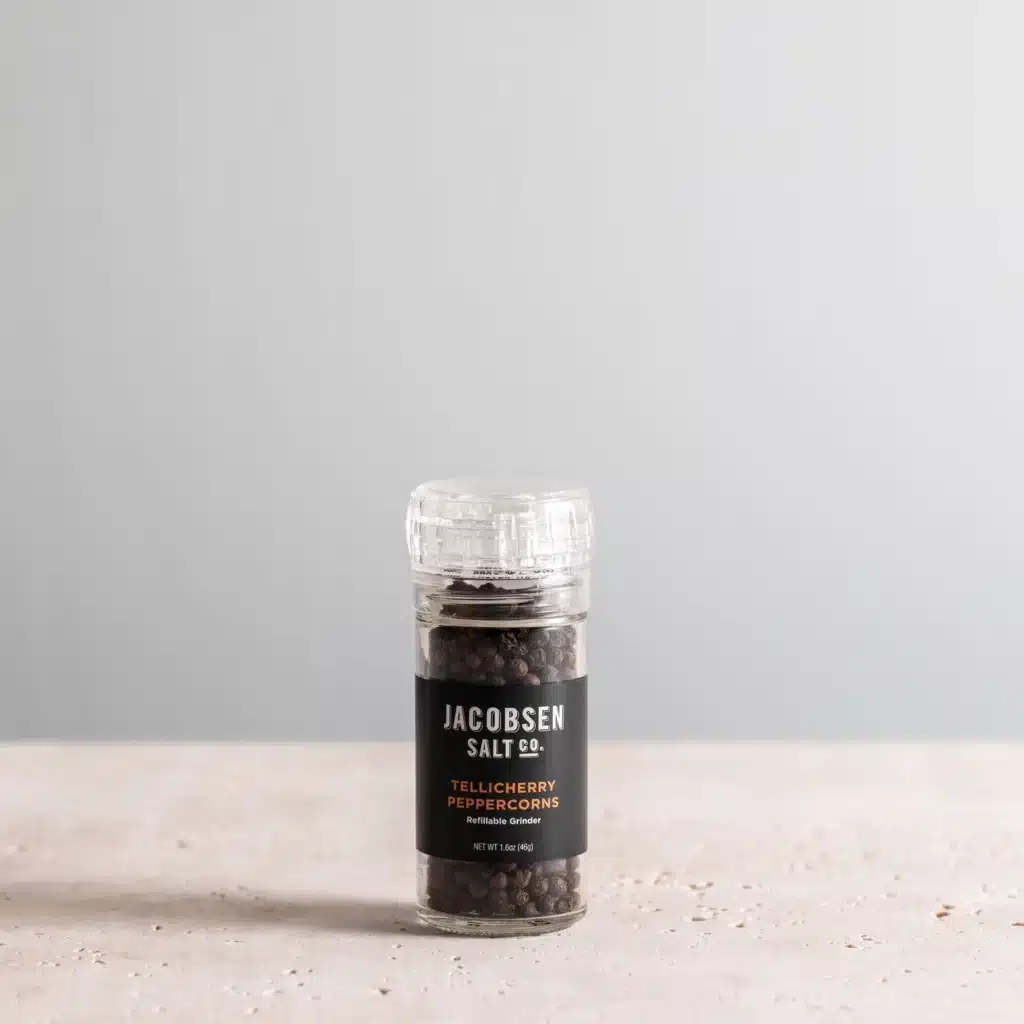 Jacobson Salt Co. Tellicherry Peppercorn Grinder - Glass Pepper Grinder